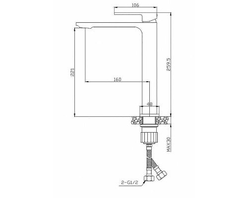 Смеситель для раковины BelBagno Luce LUC-LMC-ORO-W0 Золото