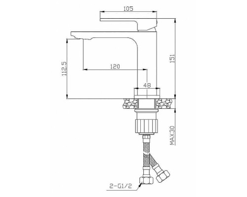 Смеситель для раковины BelBagno Luce LUC-LVM-ORO Золото