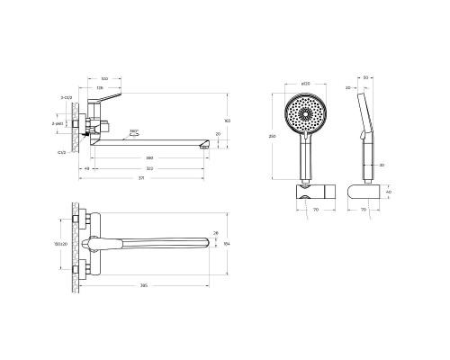 Смеситель для ванны BelBagno Unique UNIQUE-VASM-L-CRM универсальный Хром