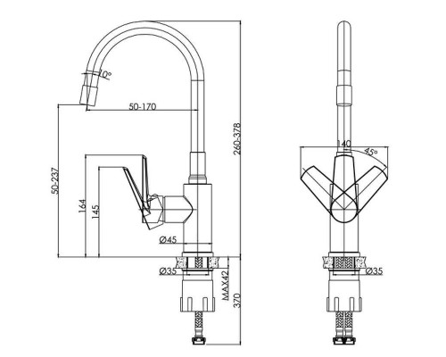 Смеситель для кухни Cersanit Moduo 68230 Черный матовый
