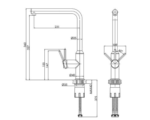 Смеситель для кухни Cersanit Flavis 68240 Черный матовый