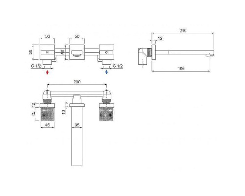 Смеситель для раковины Cezares Prizma PRIZMA-BLI3-03/24 Золото 24 карат