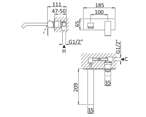 Смеситель для раковины Cezares Porta PORTA-BLI-SS цвет Sunset
