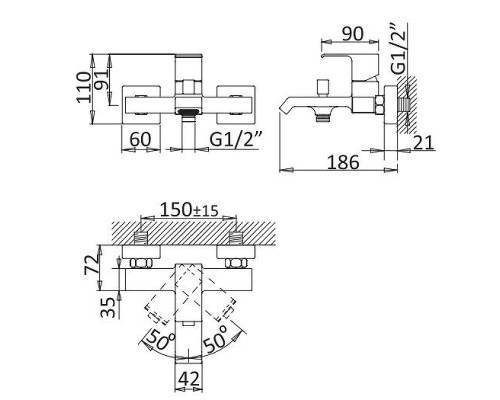 Смеситель для ванны Cezares Porta PORTA-VM-SS цвет Sunset