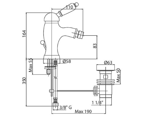Смеситель для биде Cezares Elite ELITE-BSM1-03/24-Bi Золото 24 карат