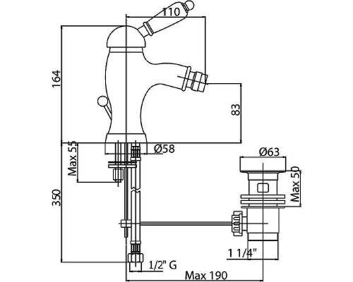 Смеситель для биде Cezares Elite BSM1 ручка металл Бронза/орех