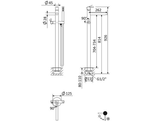 Смеситель для ванны Cezares Leaf LEAF-VDP-L-SS цвет Sunset