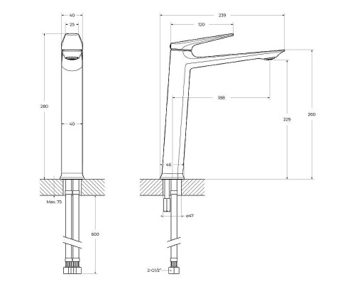 Смеситель для раковины Cezares Liner LINER-LC-01-W0 Хром