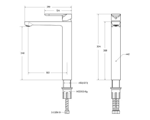 Смеситель для раковины Cezares Stylus STYLUS-LC-NOP-W0 Черный матовый