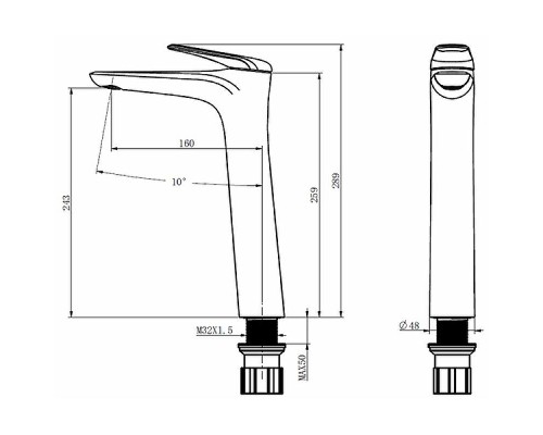 Смеситель для раковины Comforty FC074B-CGT 00-00004533 Графит