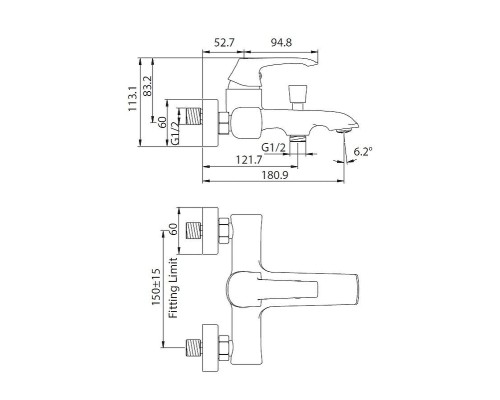 Cмеситель для ванны Creavit Avangart AG2500 цвет Хром