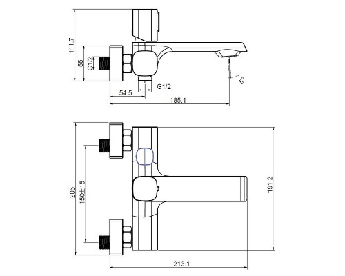 Cмеситель для ванны Creavit Alfa AL2500S цвет Черный матовый