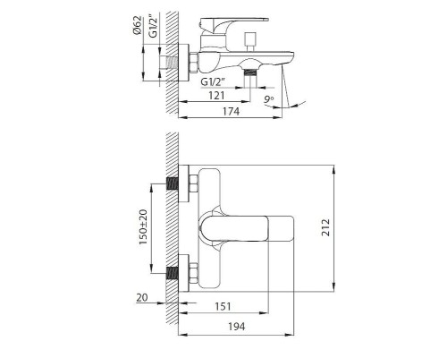 Cмеситель для ванны Creavit Faye FY2500 цвет Хром