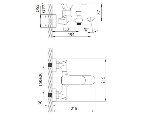 Cмеситель для ванны Creavit Pure PR2500 цвет Хром