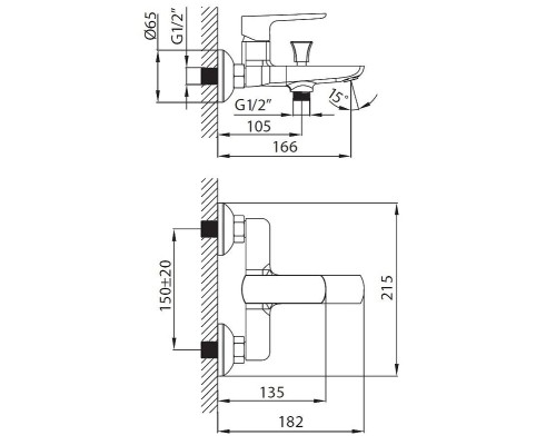 Cмеситель для ванны Creavit Slope SP2500 цвет Хром