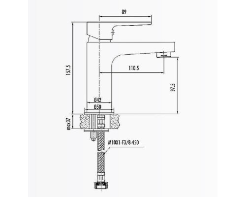 Смеситель для раковины Creavit Sharp SR1500G Золото