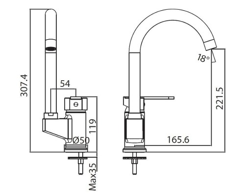 Cмеситель для кухни Creavit Vega VG1509 цвет Хром