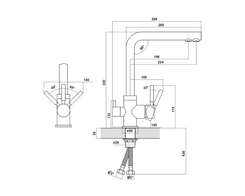 Смеситель для кухни Florentina Арес 333.19H.2123.206 цвет Брауни