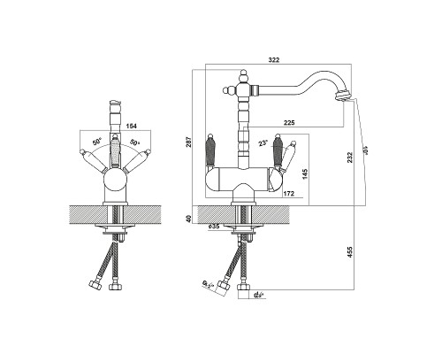 Смеситель для кухни Florentina Ария 333.21H.2113.307 цвет Серый шелк