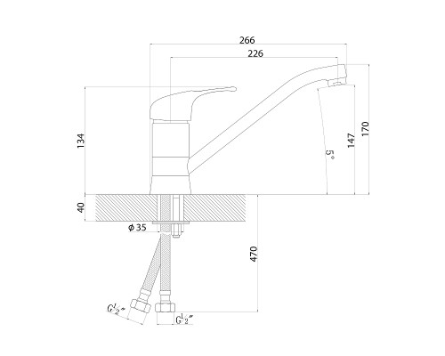 Смеситель для кухни Florentina Гамма 313.05L.1123.207 цвет Монблан