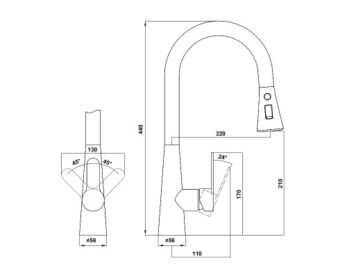 Смеситель для кухни Florentina Вита Pro 313.29Н.1223.102 цвет Черный