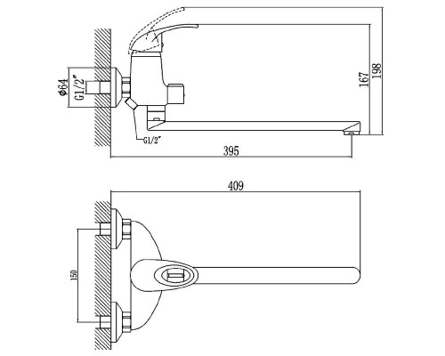 Смеситель для ванны Fmark FM2203 универсальный цвет Хром