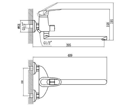 Смеситель для ванны Fmark FM2204 универсальный цвет Хром