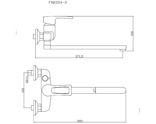 Смеситель для ванны Fmark FM2204-2 универсальный цвет Хром
