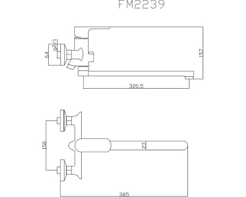 Смеситель для ванны Fmark FM2239 универсальный цвет Хром