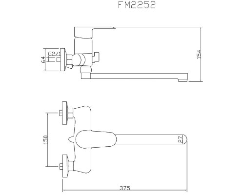 Смеситель для ванны Fmark FM2252 универсальный цвет Хром