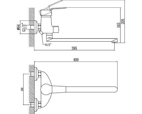 Смеситель для ванны Fmark FM2263 универсальный цвет Хром