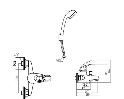 Смеситель для ванны Fmark FM3203 цвет Хром