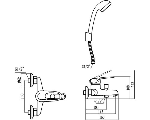 Смеситель для ванны Fmark FM3204 цвет Хром