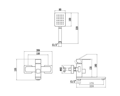 Смеситель для ванны Fmark FS8104C цвет Золото матовое