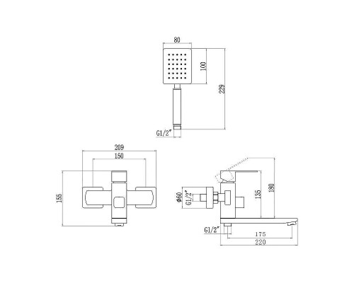 Смеситель для ванны Fmark FS8104H цвет Черный