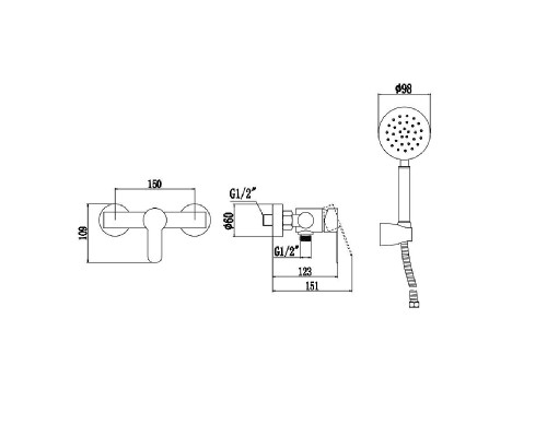 Смеситель для душа Fmark FS8203H цвет Черный