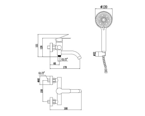 Смеситель для ванны Fmark FS8206A цвет Хром