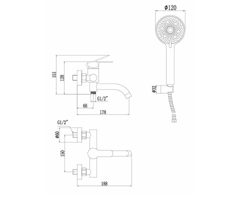 Смеситель для ванны Fmark FS8206Q цвет Графит