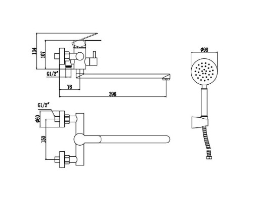Смеситель для ванны Fmark FS8224 универсальный цвет Сатин