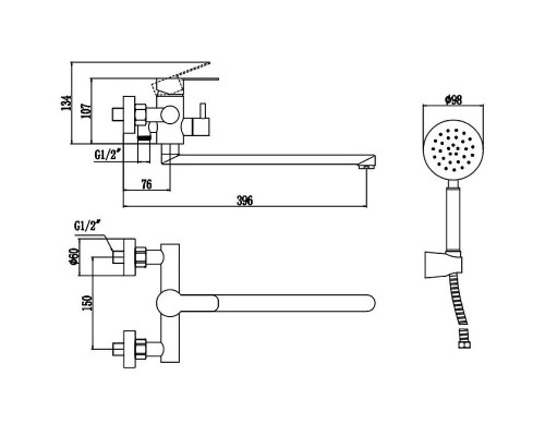 Смеситель для ванны Fmark FS8224H универсальный цвет Черный