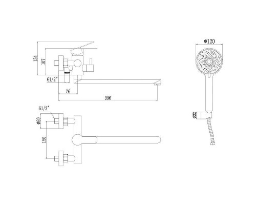 Смеситель для ванны Fmark FS8225A универсальный цвет Хром