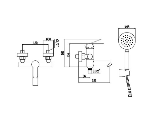 Смеситель для ванны Fmark FS8304H цвет Черный