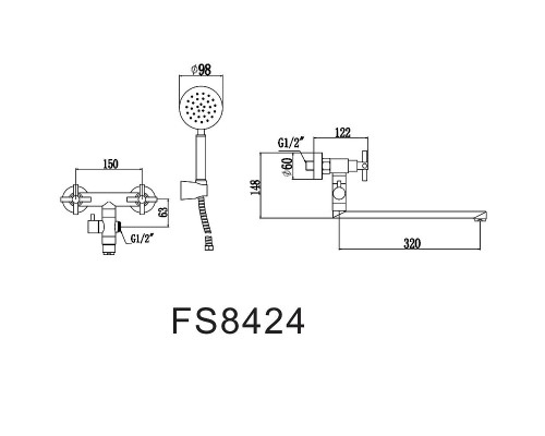 Смеситель для ванны Fmark FS8424 универсальный цвет Сатин
