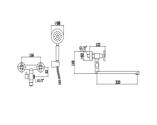 Смеситель для ванны Fmark FS8424H универсальный цвет Черный
