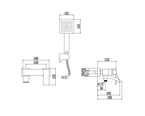 Смеситель для ванны Fmark FS8624-1C цвет Золото матовое