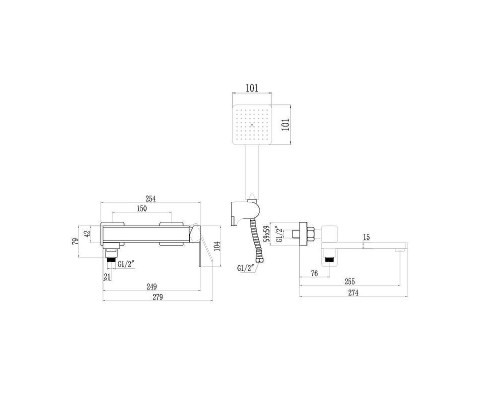 Смеситель для ванны Fmark FS8724-22Q цвет Графит