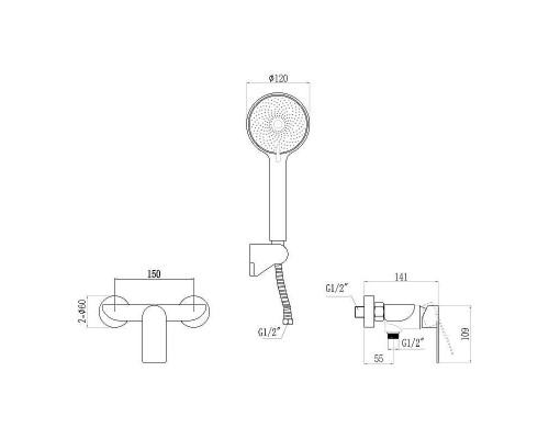 Смеситель для душа Fmark FS8802Q цвет Графит