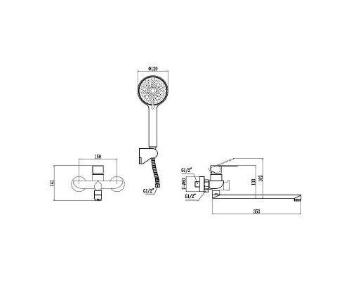 Смеситель для ванны Fmark FS8824Q универсальный цвет Графит