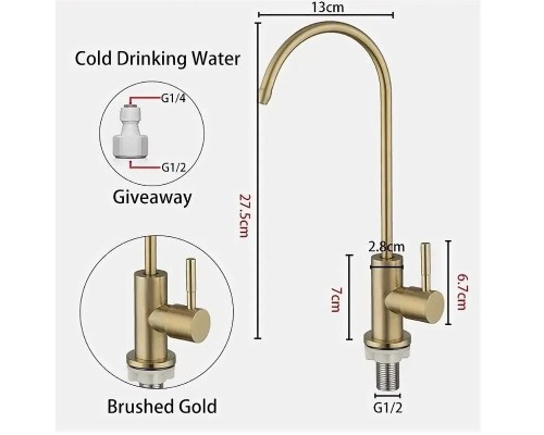Кран для одного типа воды Fmark F-SL-C222 цвет Золото матовое