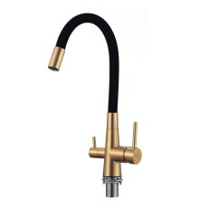 Смеситель для кухни Fmark FS1062-C01 цвет Золото матовое Черный